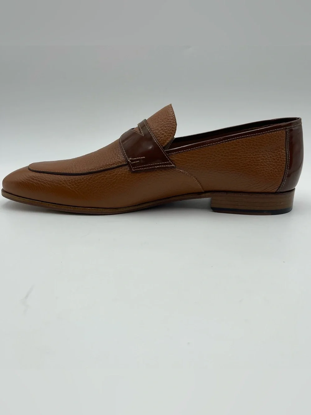 Mezlan SZ 14M Camel Tonal Contrast Pebble Leather Classic Penny Loafer-MSRP $425
